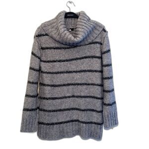BDG Urban Outfitters Wool Blend Drop Neck Chunky Knit Striped Sweater, Gray- Med